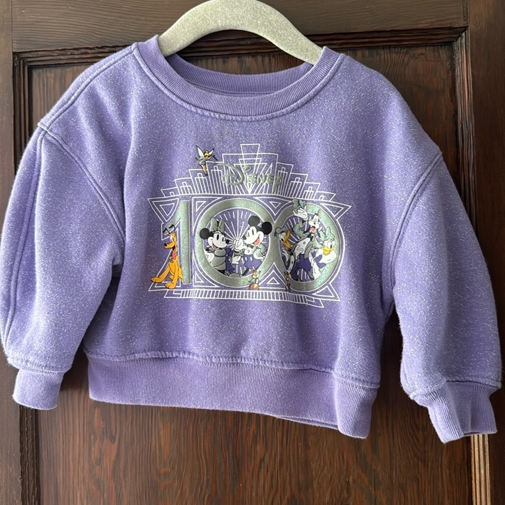 Disney 100 Purple Kids Sweater with Mickey and Friends